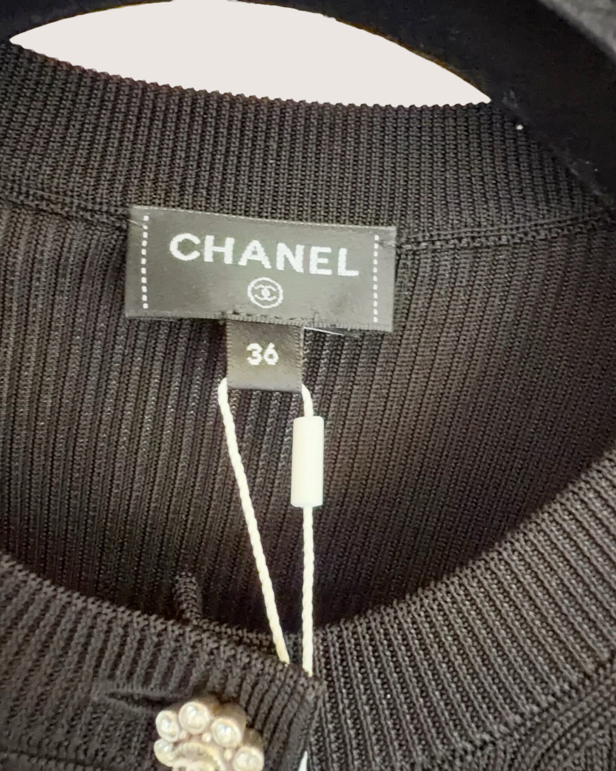 Chanel 26A CC Ribbed Cardigan Black FR 36