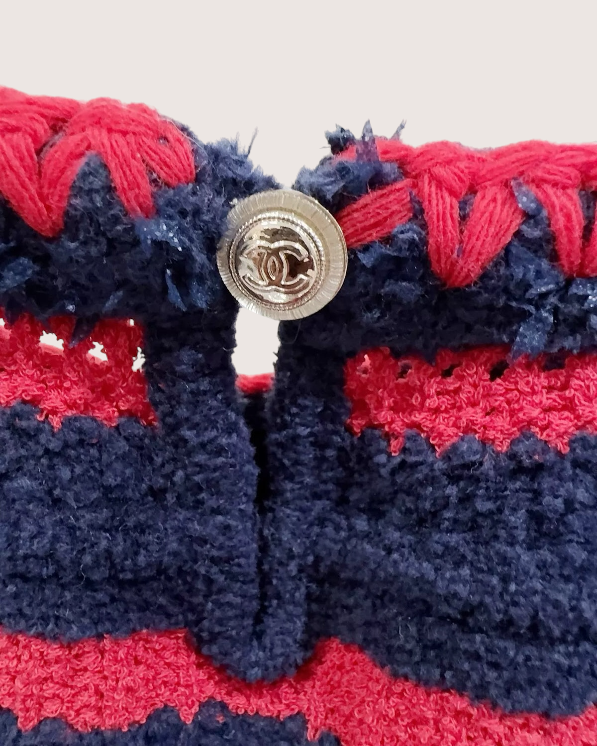 Chanel 21C Striped Crop Top Navy, Red FR 34