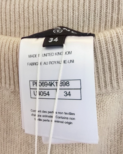Chanel 25K Cashmere Contrast-Trim Flared Trousers Beige/Ecru, Black FR 34