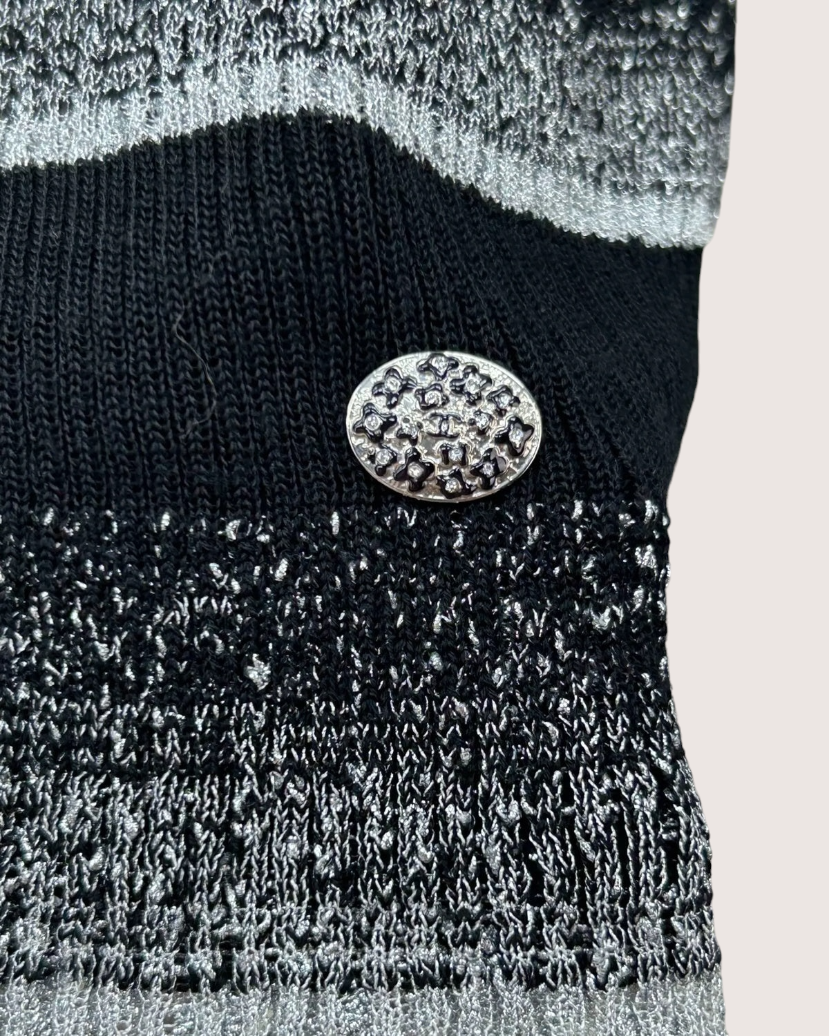 Chanel 23K Striped Turtleneck Sweater Black, Grey FR 36