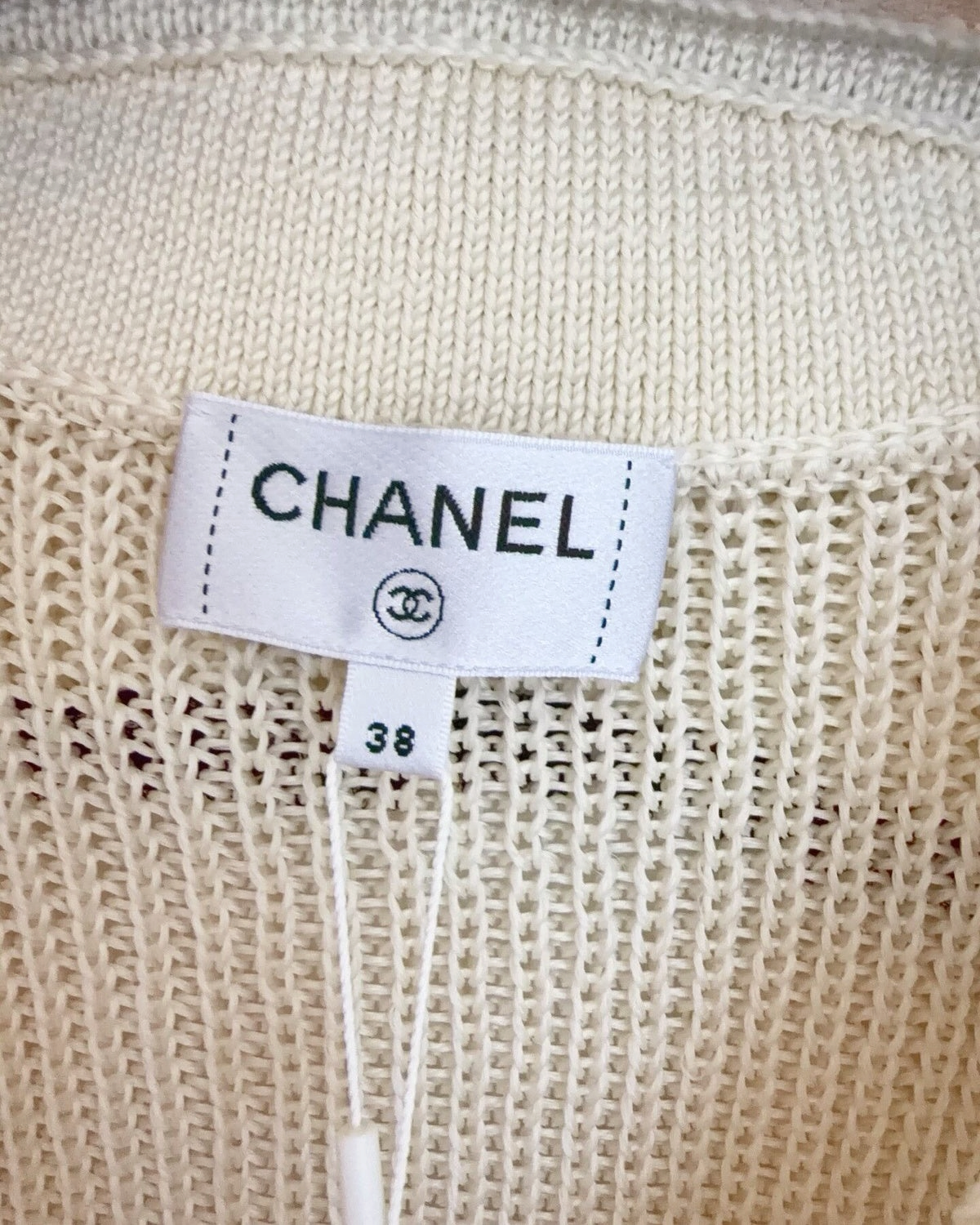Chanel 26C Sailor-Collar Cardigan Beige/Ecru, Black FR 38