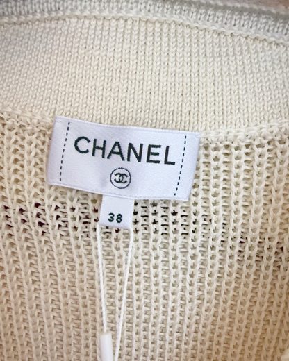 Chanel 26C Sailor-Collar Cardigan Beige/Ecru, Black FR 38