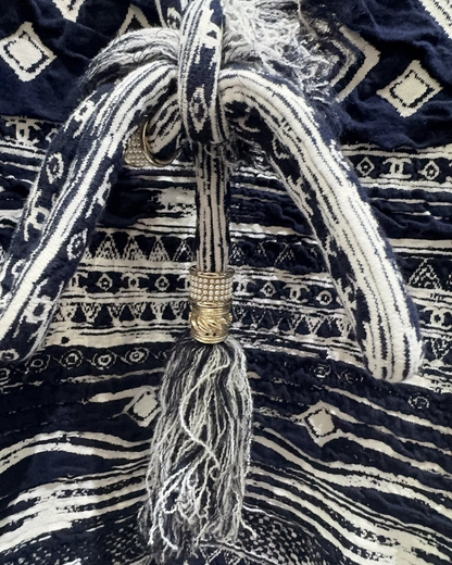Chanel 18C Geometric-Print Wrap Mid-Length Dress Navy, White FR 40