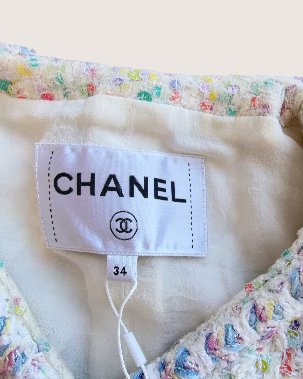 Chanel 23S Confetti Tweed Vest Beige/Ecru, Multicolor FR 34