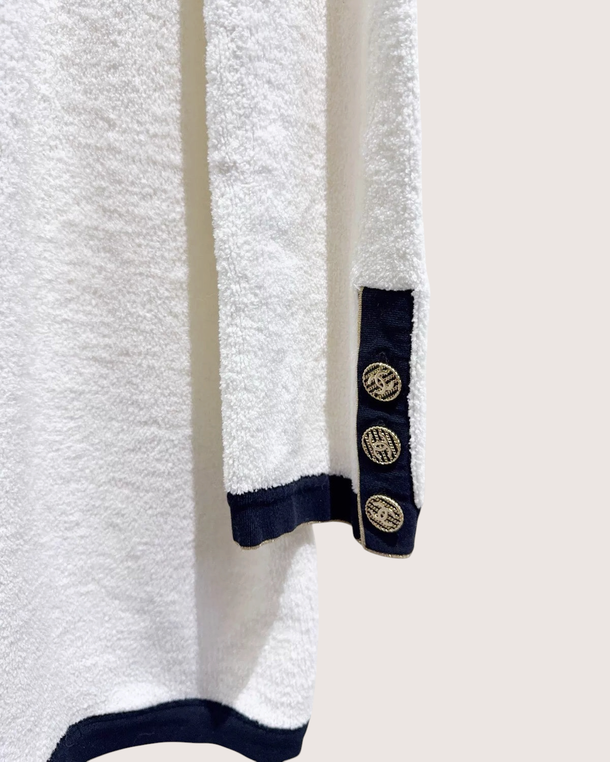 Chanel Terry Cloth Mini Dress White, Navy, Gold FR 38