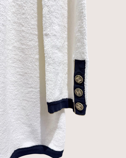 Chanel Terry Cloth Mini Dress White, Navy, Gold FR 38