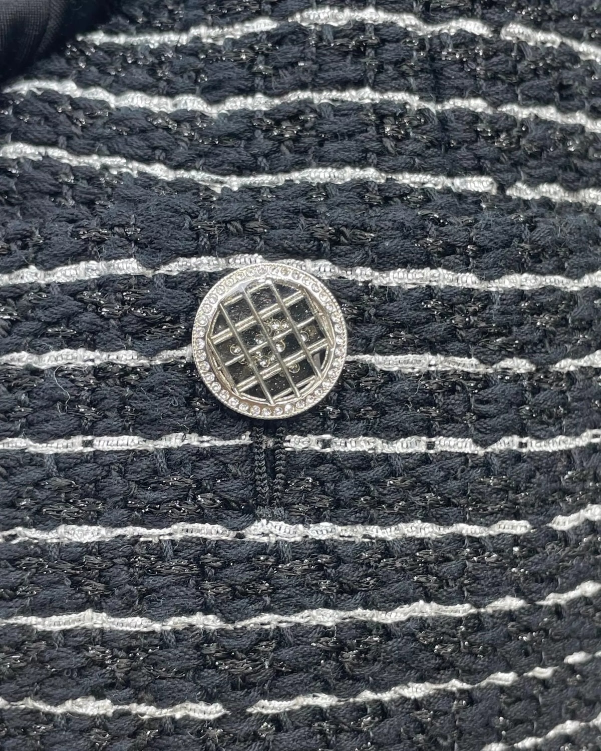 Chanel 23P Striped Tweed Vest Black, Silver FR 36