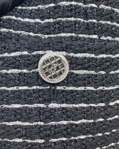 Chanel 23P Striped Tweed Vest Black, Silver FR 36