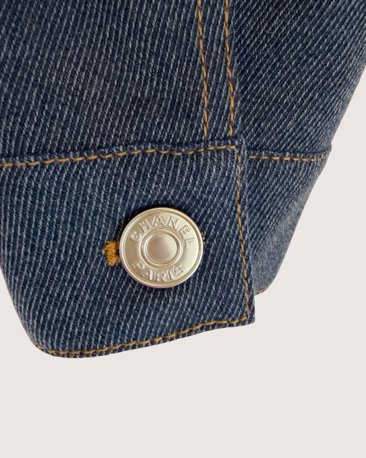 Chanel 26S Collarless Denim Jacket Blue FR 34