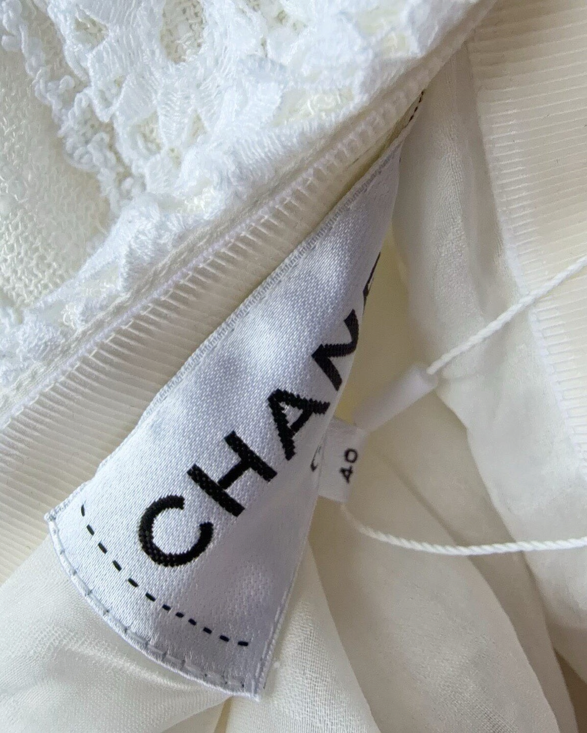 Chanel 21C Tweed Strapless Openwork Mid-Length Dress Beige/Ecru, White FR 40