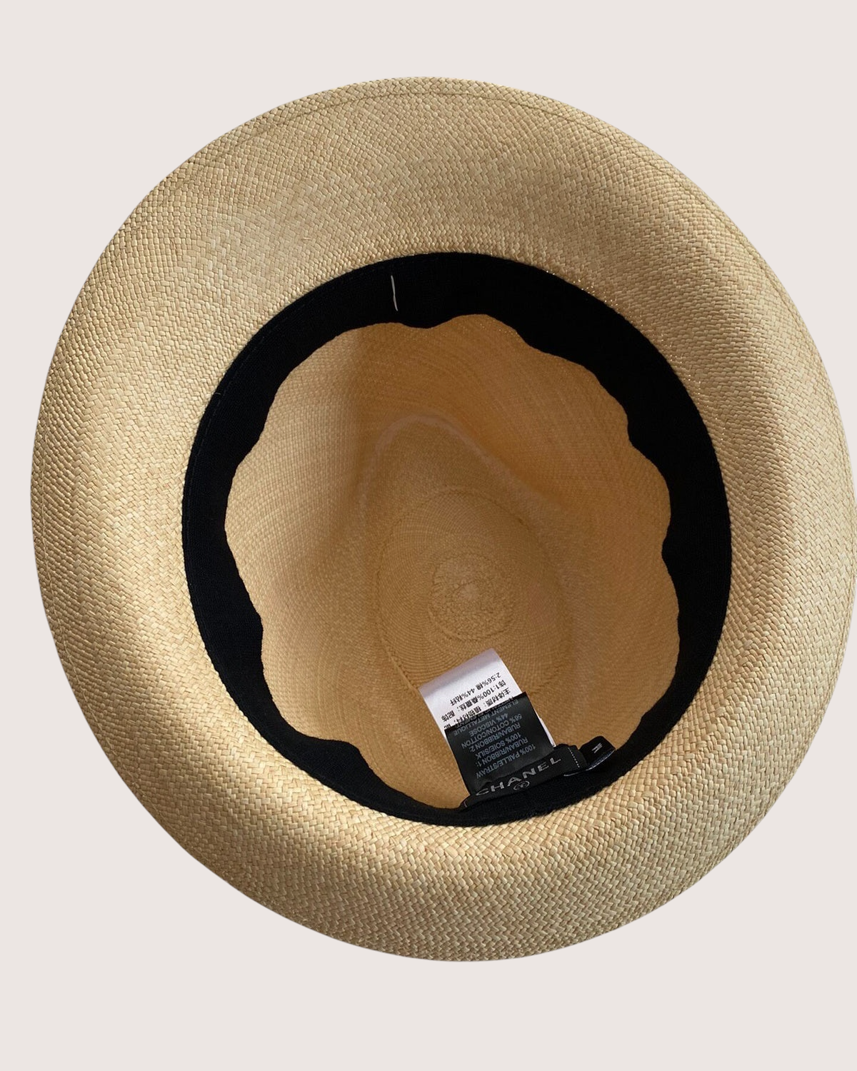 Chanel Straw Hat Beige/Ecru, Black One Size