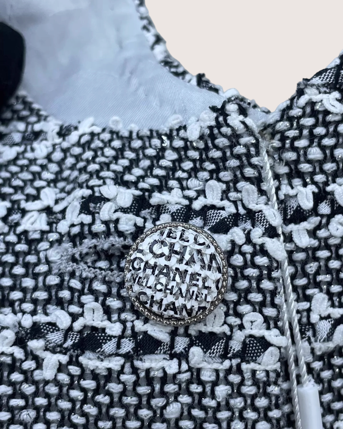 Chanel 24P Striped Tweed Jumpsuit Grey, White, Black FR 36