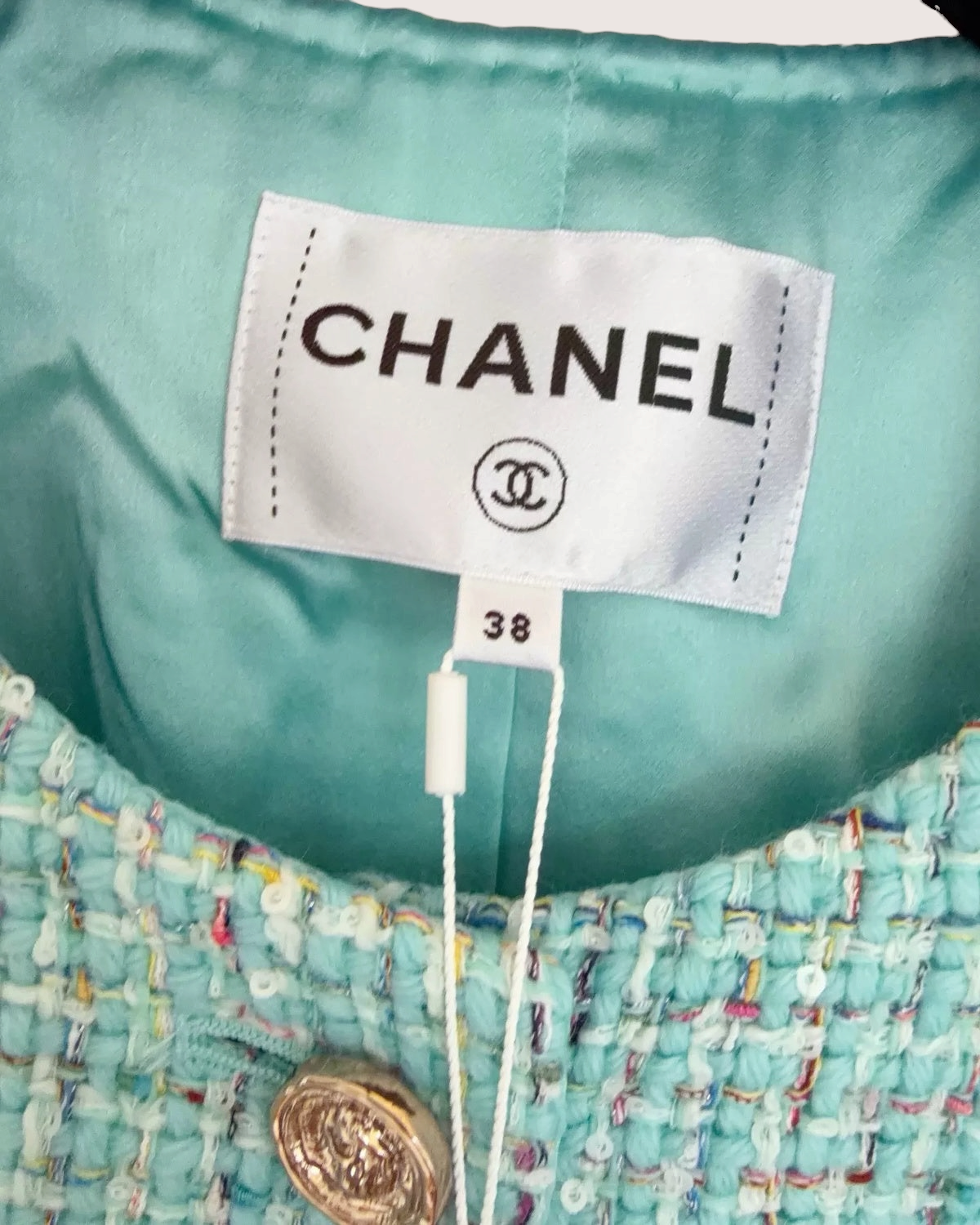 Chanel 25A Tweed Cropped Long-Sleeve Jacket - Blue, Multicolor, view 4