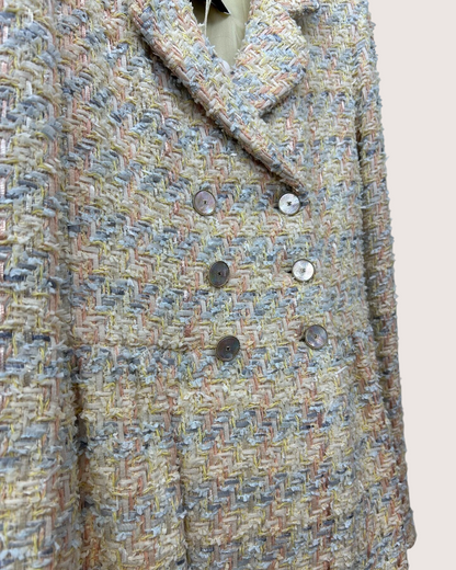 Chanel 25P Tweed Double-Breasted Mid-Length Dress Beige/Ecru, Pink, Multicolor FR 34
