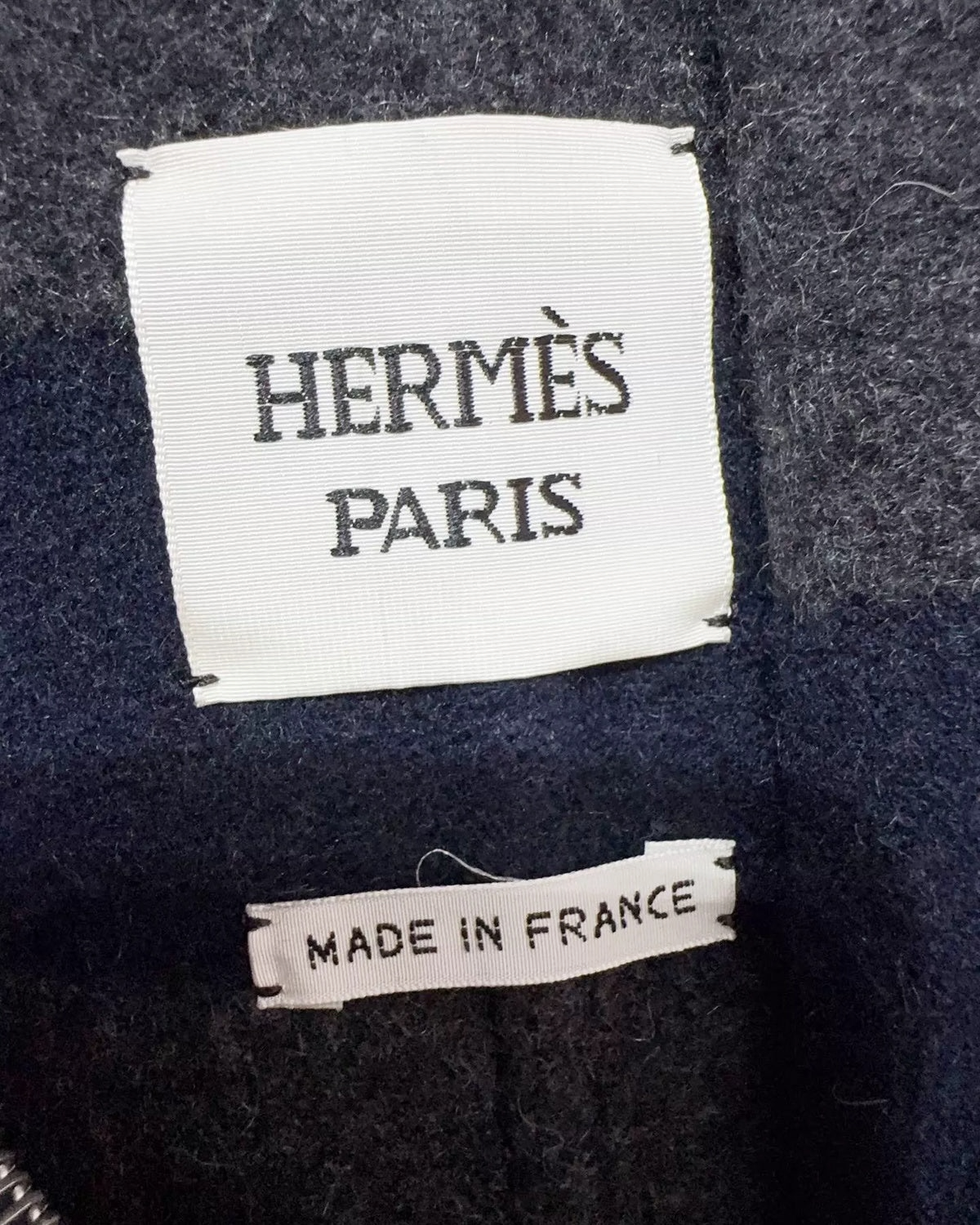 Hermès Cashmere Checked Zip-Up Vest Navy, Grey FR 36