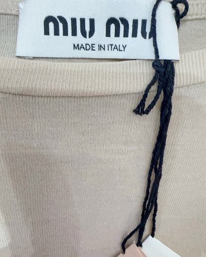 Miu Miu Long-Sleeve Top Beige/Ecru FR 36