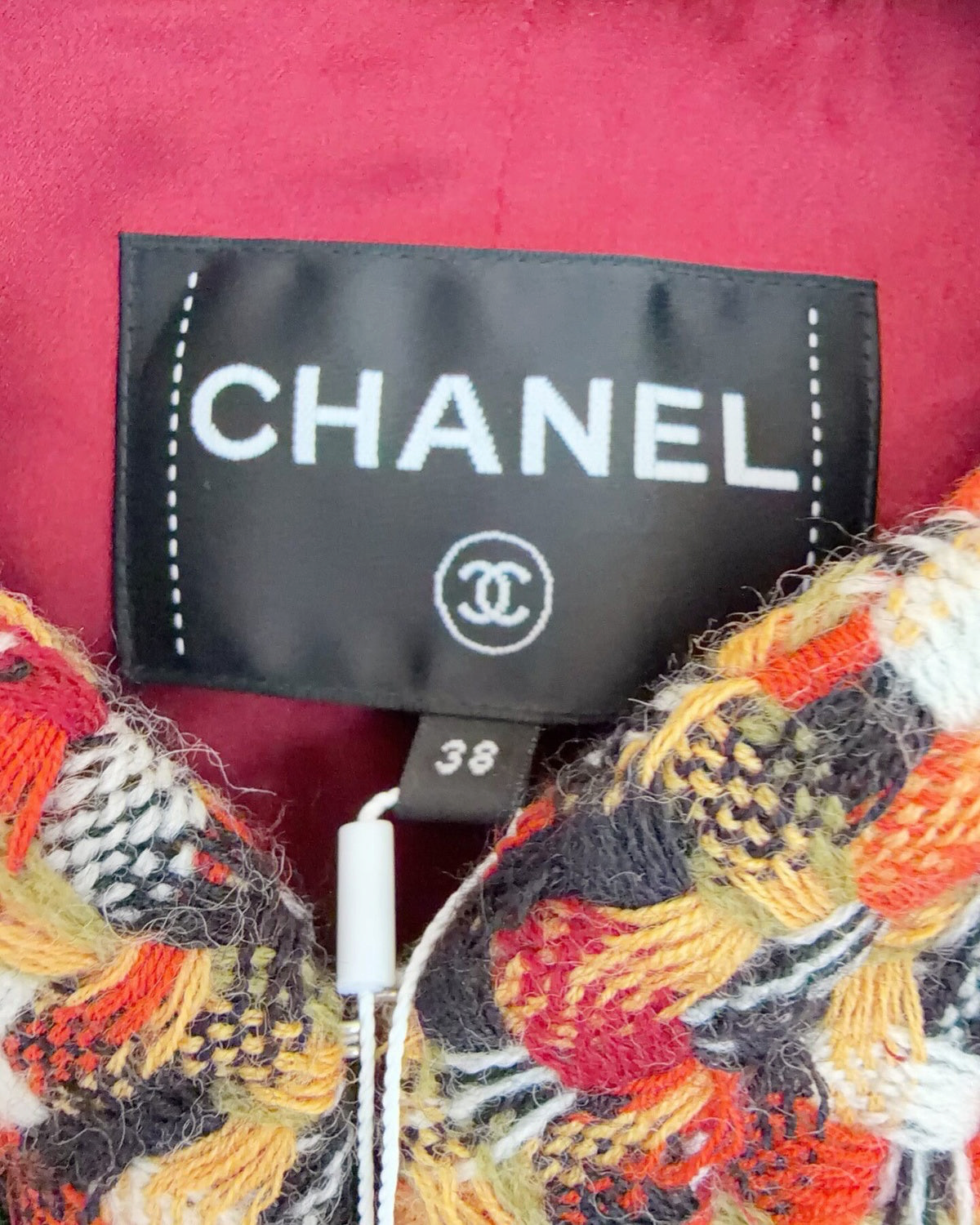 Chanel 23A Tweed Jacket Orange, Red, Black, Multicolor FR 38
