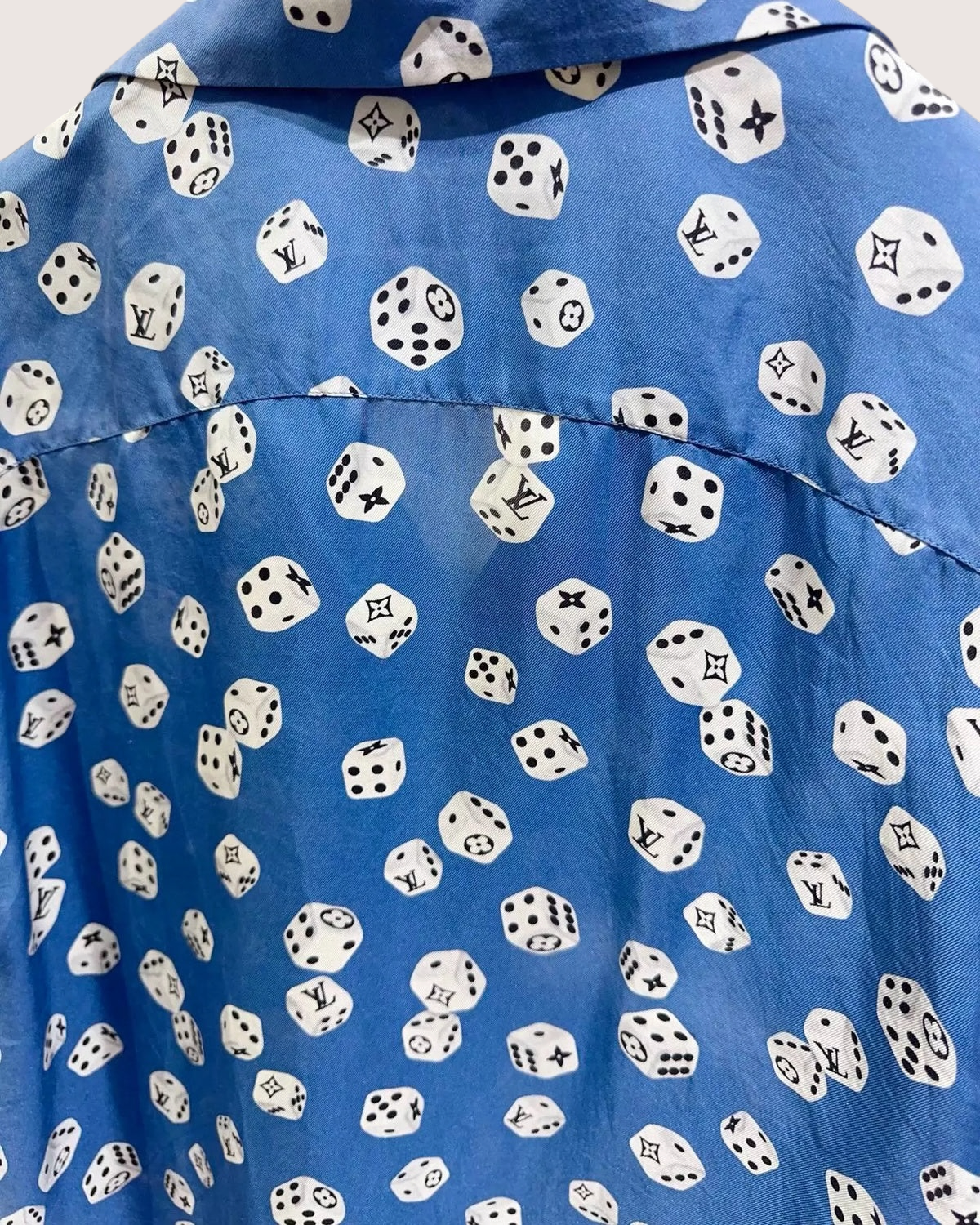 Louis Vuitton Silk Dice-Print Shirt Blue, White, Multicolor FR 36