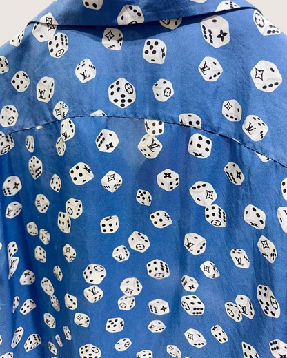 Louis Vuitton Silk Dice-Print Shirt Blue, White, Multicolor FR 36