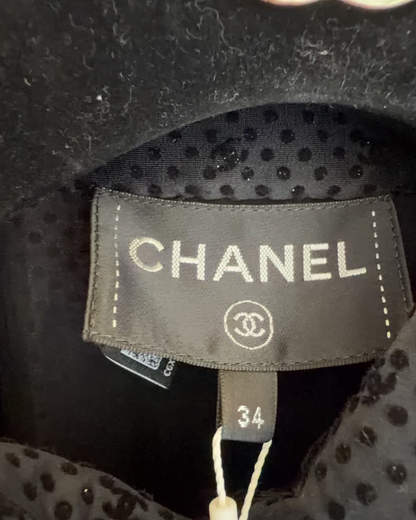 Chanel 24B CC Polka-Dot Shirt Black FR 34