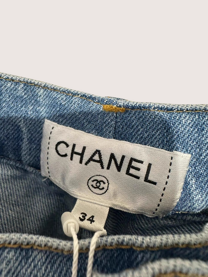 Chanel 23B CC Monogram Straight Denim Jeans