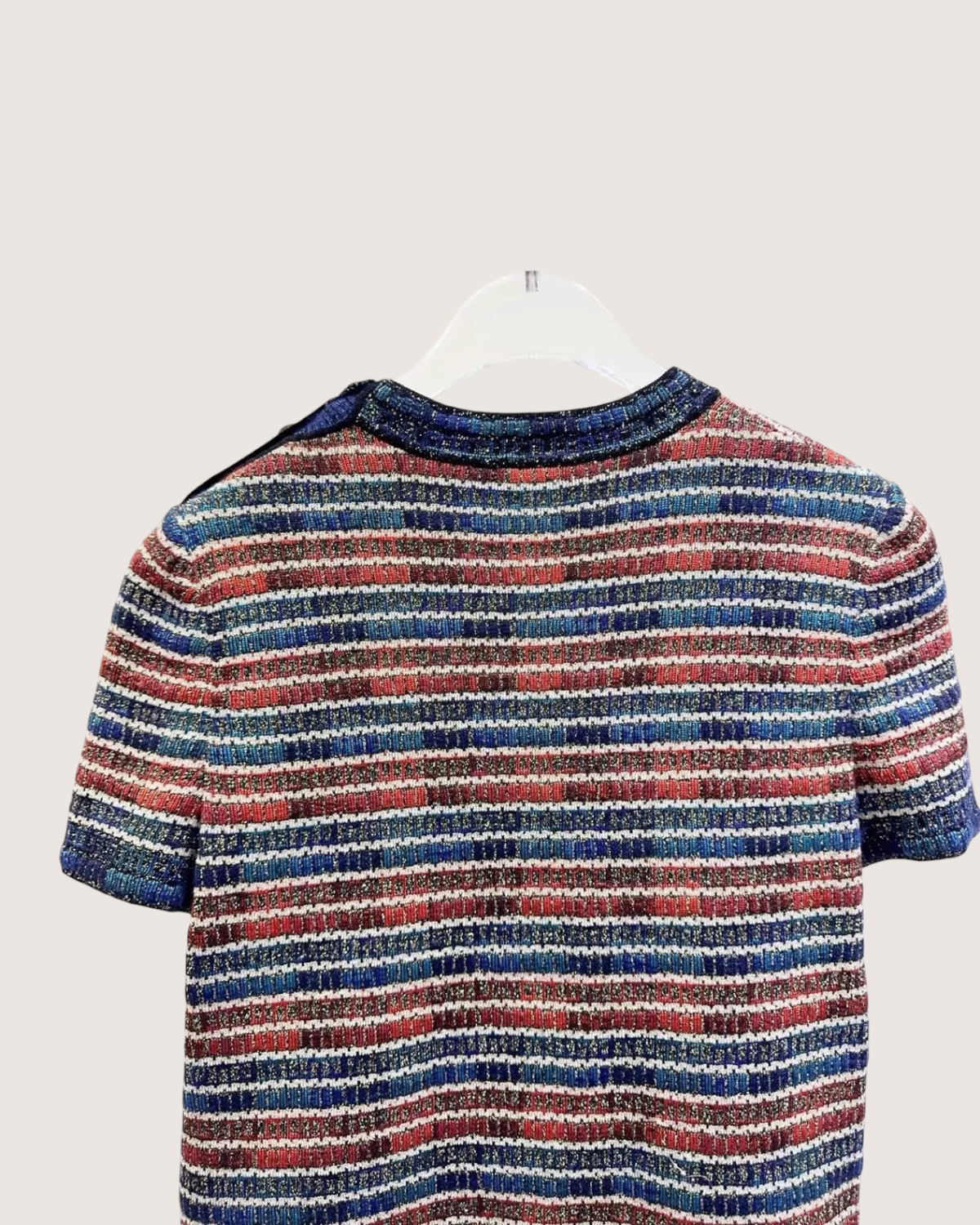 Chanel 19A Metallic Striped Sweater Navy, Red, Multicolor FR 34
