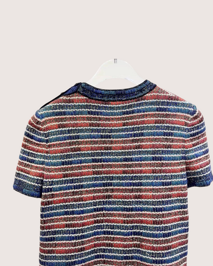Chanel 19A Metallic Striped Sweater Navy, Red, Multicolor FR 34