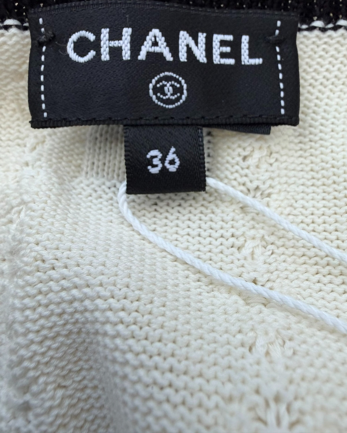 Chanel 26P Crochet Mini Dress Beige/Ecru, Black FR 36