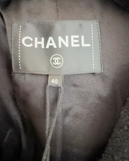 Chanel 20K Double-Breasted Tweed Jacket Black FR 40