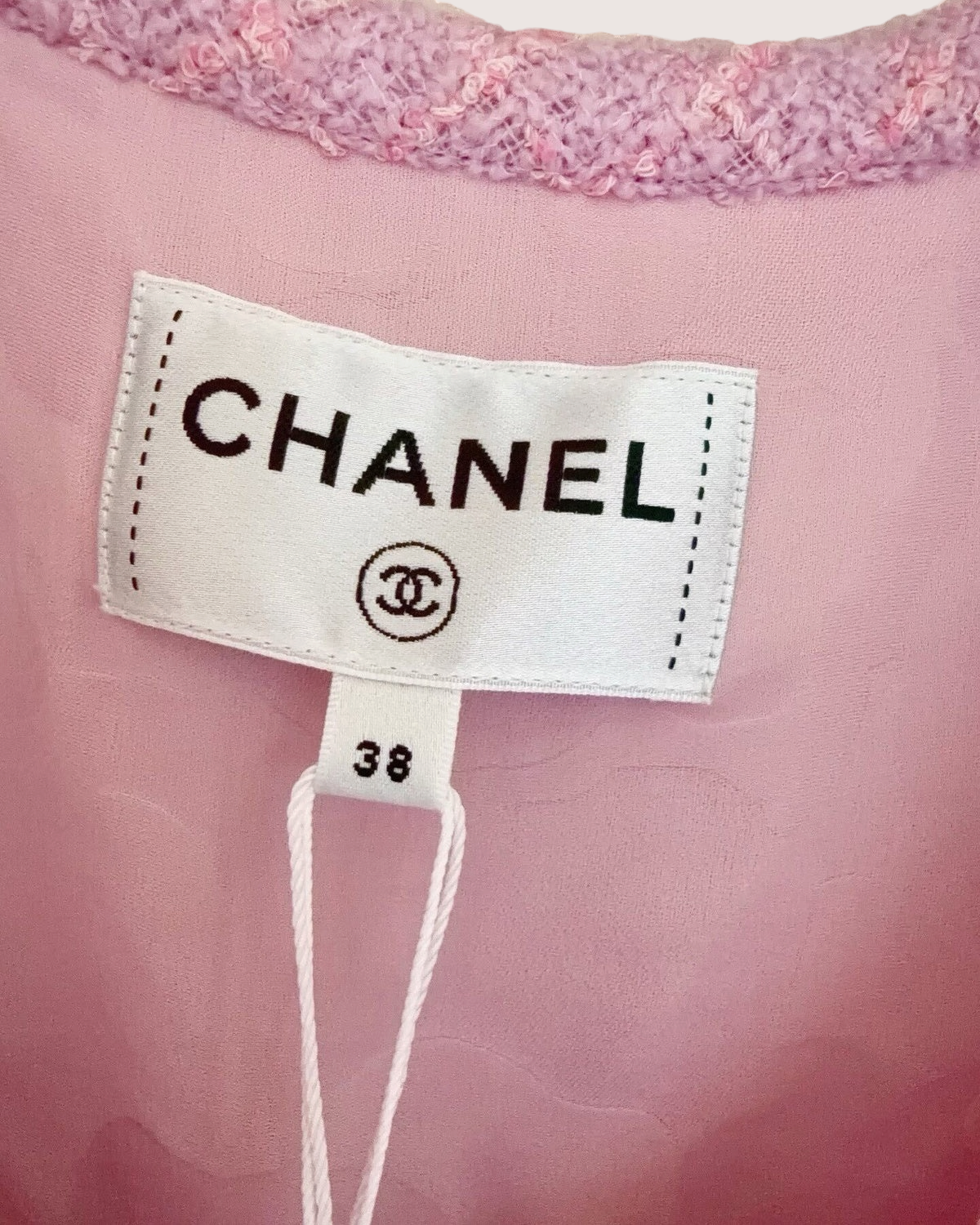 Chanel 25B Tweed Camellia Lace Vest Pink, Purple FR 38