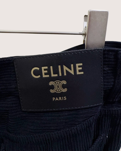 Celine Corduroy Wide-Leg Trousers Black