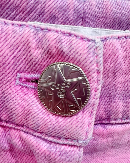 Chanel Wide-Leg Denim Jeans Pink, Purple FR 34
