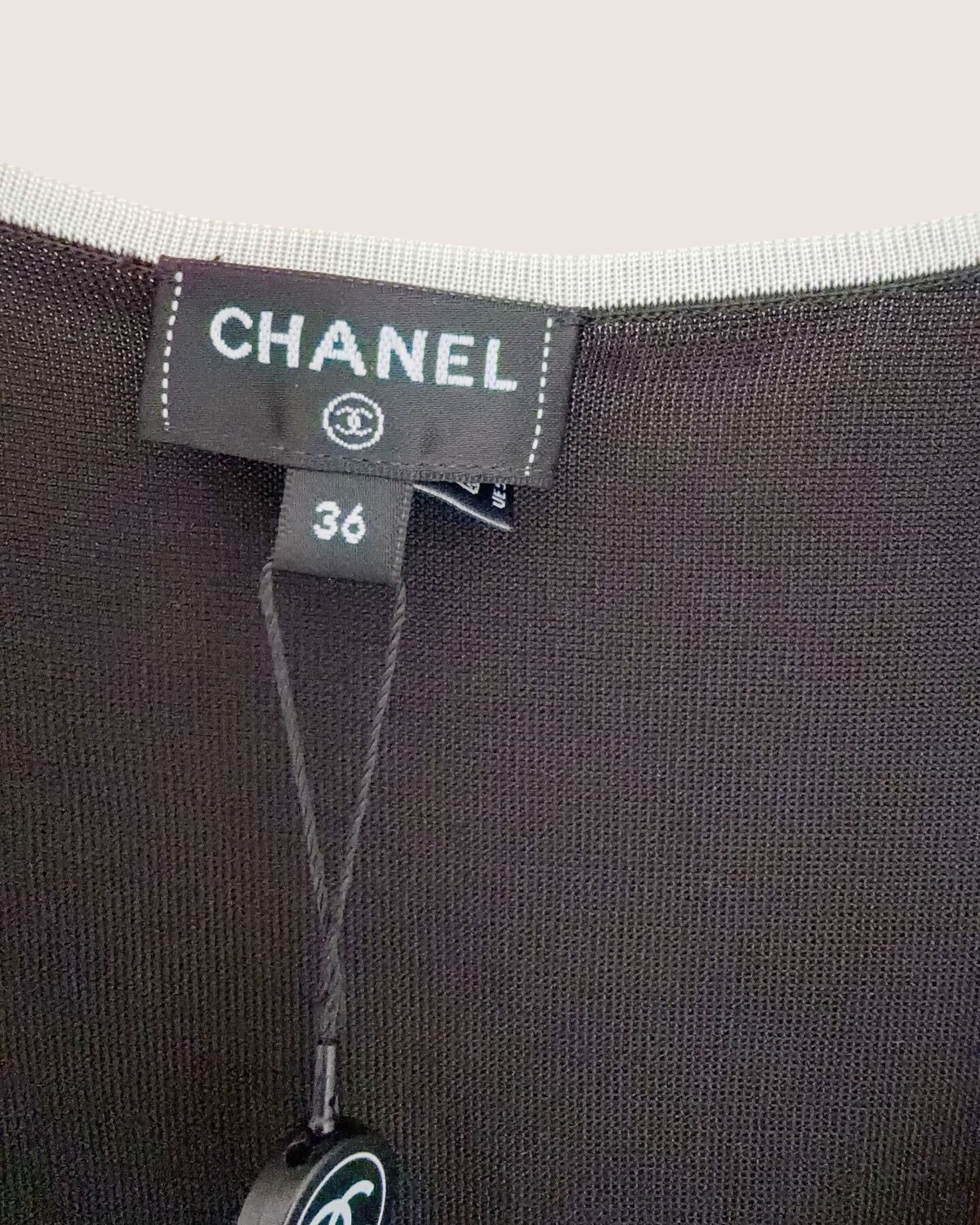 Chanel 26P CC Contrast-Trim Tank Top Black, White FR 36