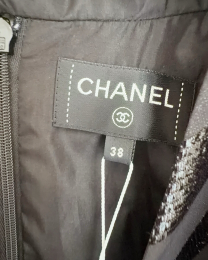 Chanel 21P Jacquard Mid-Length Dress Black, Silver FR 38