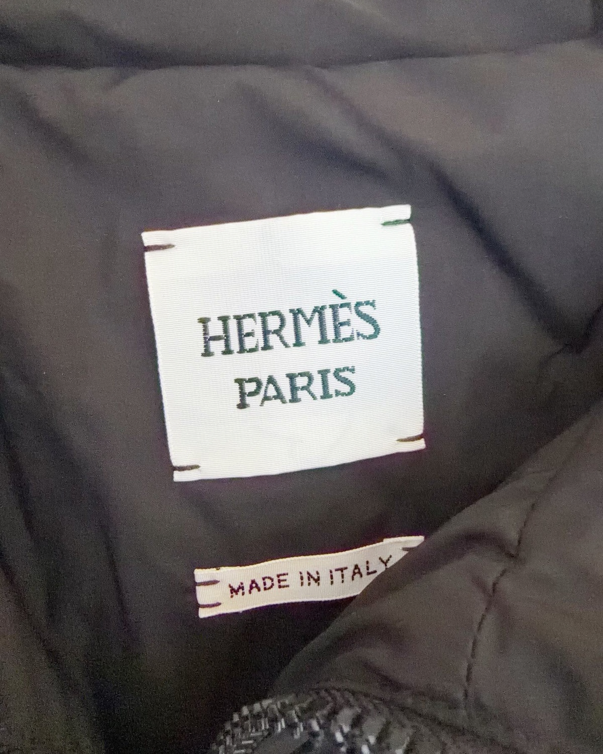 Hermès Zip-Up Puffer Jacket Black FR 38