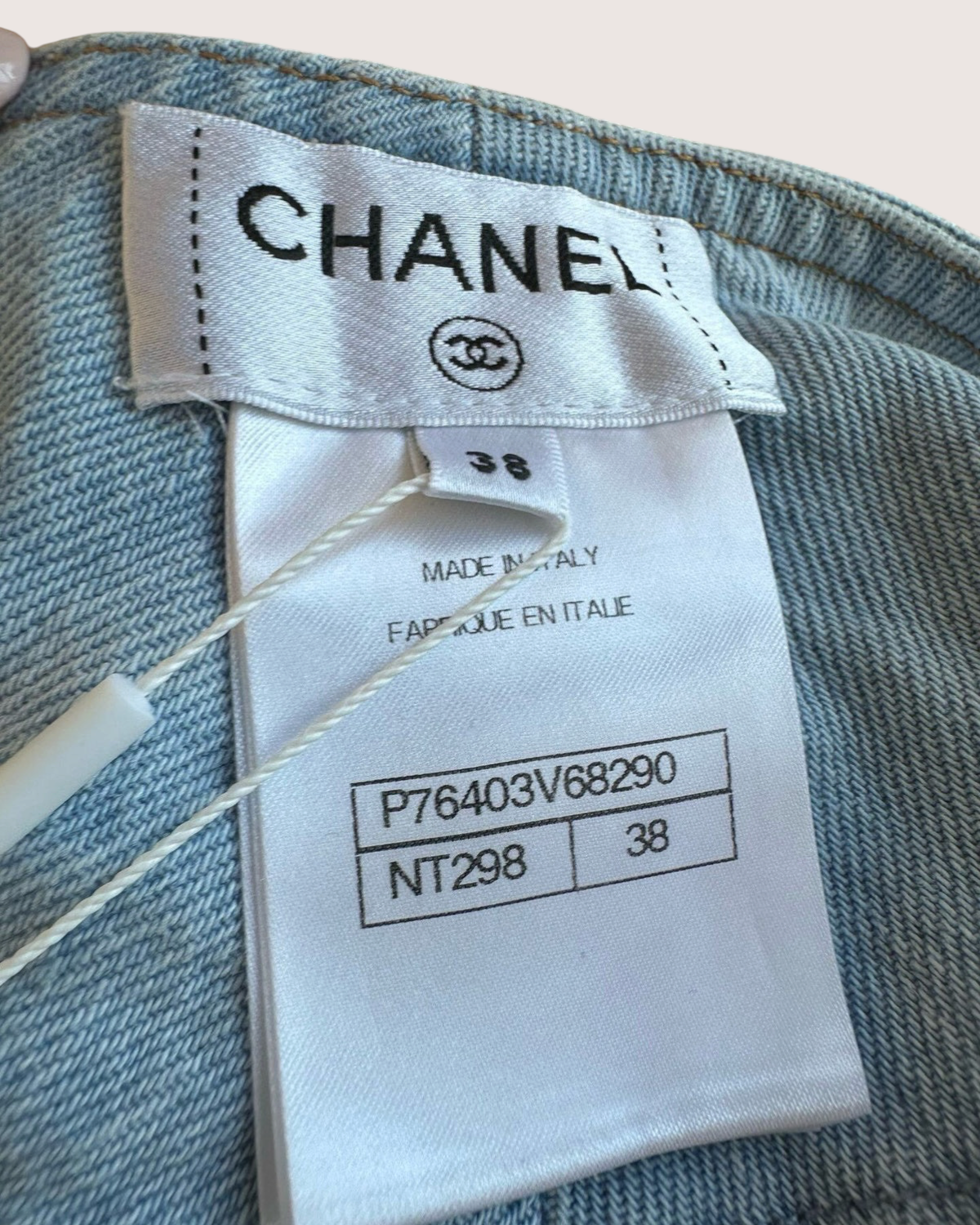 Chanel 24C High-Waist Denim Shorts Blue, Pink FR 38