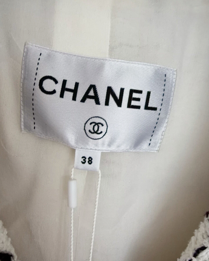 Chanel 23S Plaid Tweed Jacket White, Black FR 38