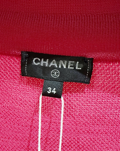 Chanel 21P Eyelet-Pocket Mid-Length Dress Pink FR 34
