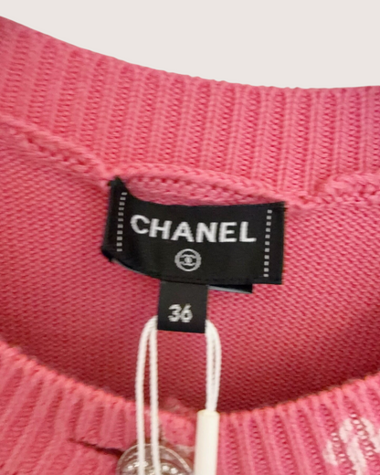 Chanel 23C Icons Cardigan Pink, White FR 36