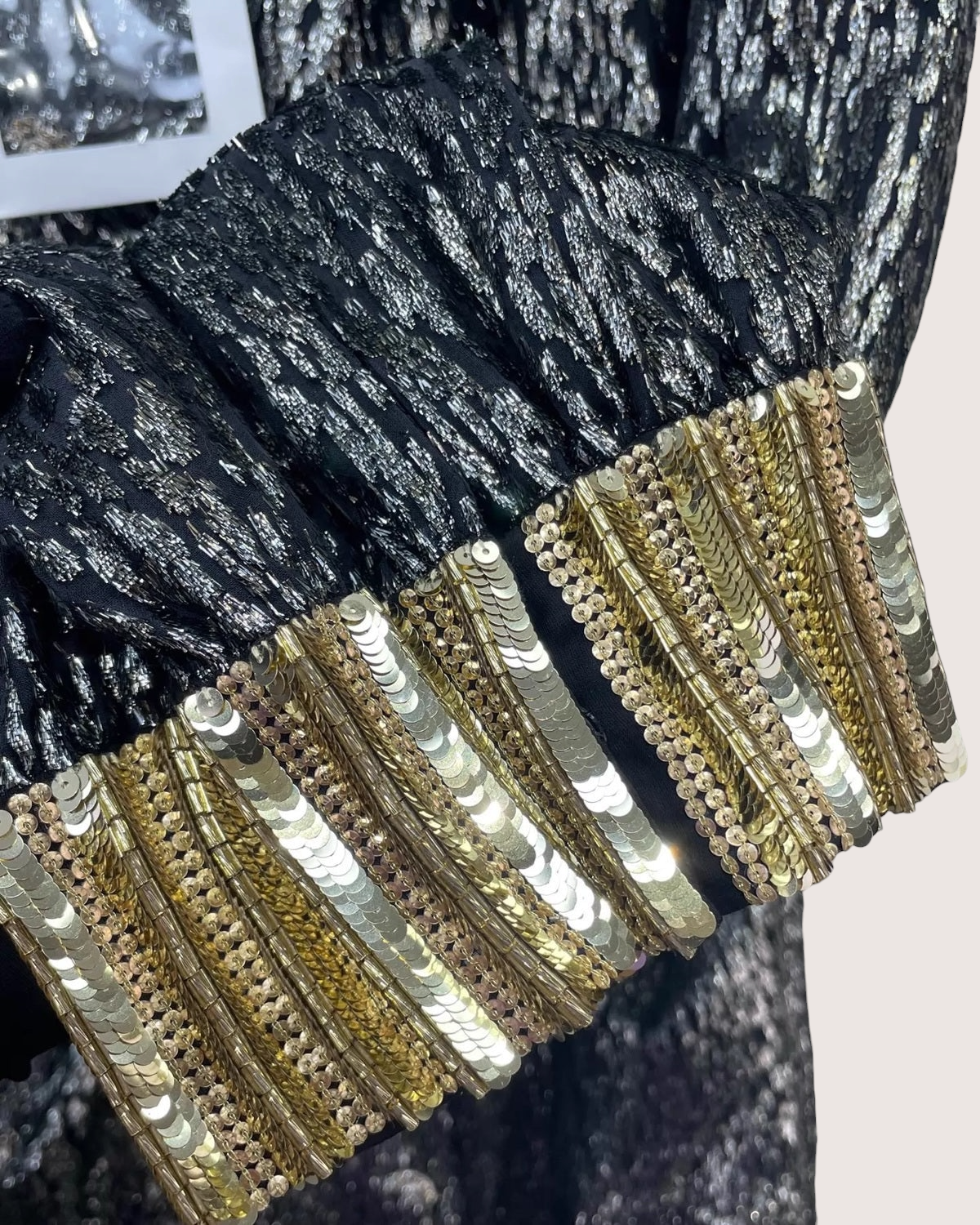 Chanel 22K Metallic Maxi Dress Silver, Black FR 38