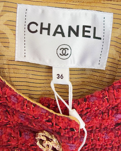 Chanel 23B Tweed Jacket Red, Purple, Multicolor FR 36