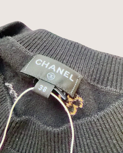 Chanel 24P Cashmere Clover Jacquard Vest Black, Beige/Ecru, Pink, Multicolor FR 38