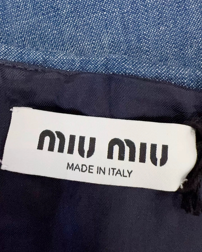 Miu Miu Denim Belted Mini Skirt Blue FR 38