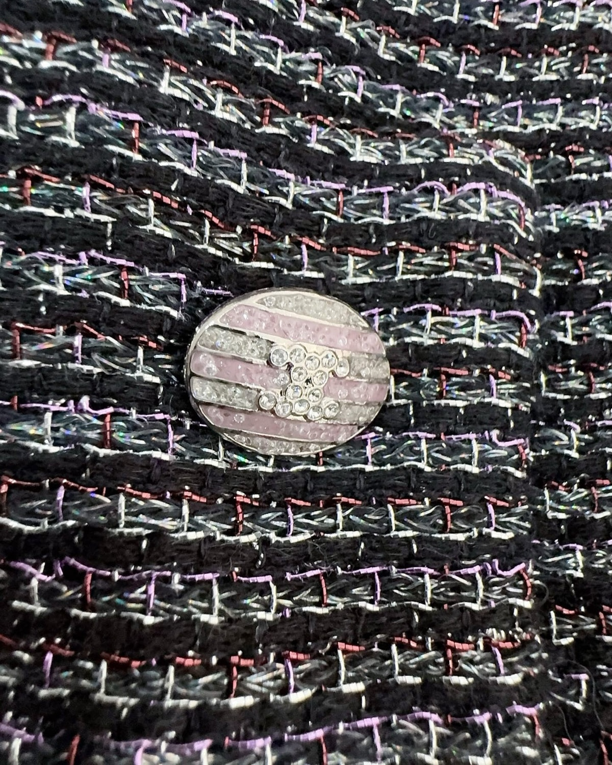 Chanel 24C Belted Tweed Jacket Black, Silver FR 38