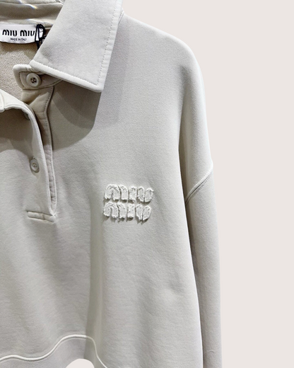 Miu Miu Cropped Sweatshirt Beige/Ecru FR 36