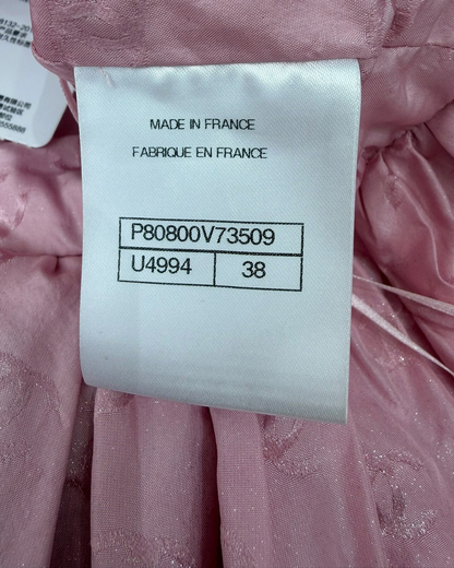 Chanel 26C Halter CC Jacquard Mini Dress Pink FR 38