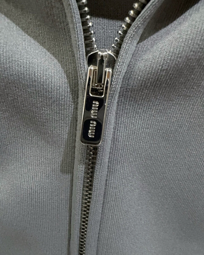 Miu Miu Zip-Up Track Jacket Grey FR 38
