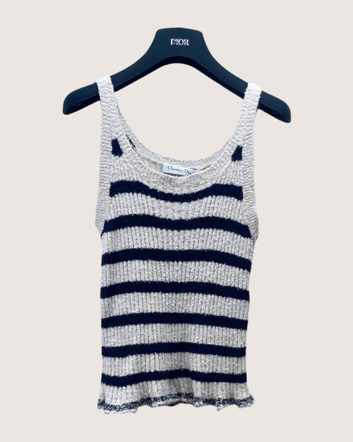Christian Dior Striped Cardigan & Tank Top Set White, Navy FR 36