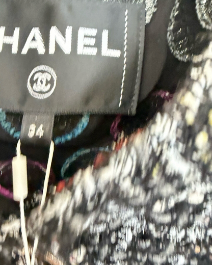Chanel 24A Cropped Tweed Jacket Black, White FR 34