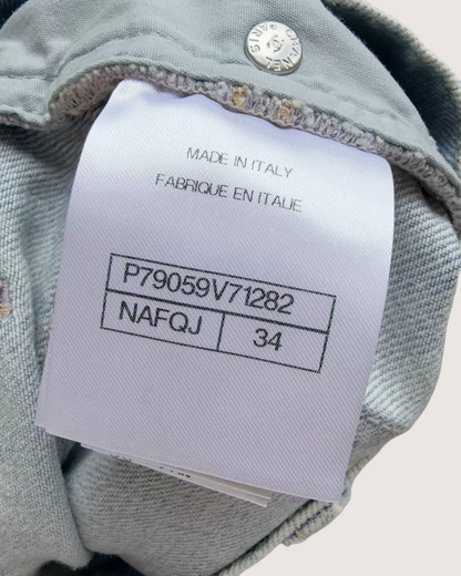 Chanel 25P Straight Denim Jeans Blue, White FR 34